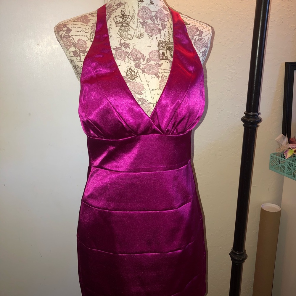 Hot pink halter dress